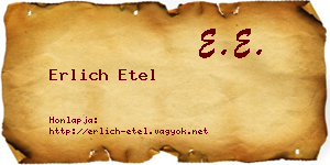 Erlich Etel névjegykártya